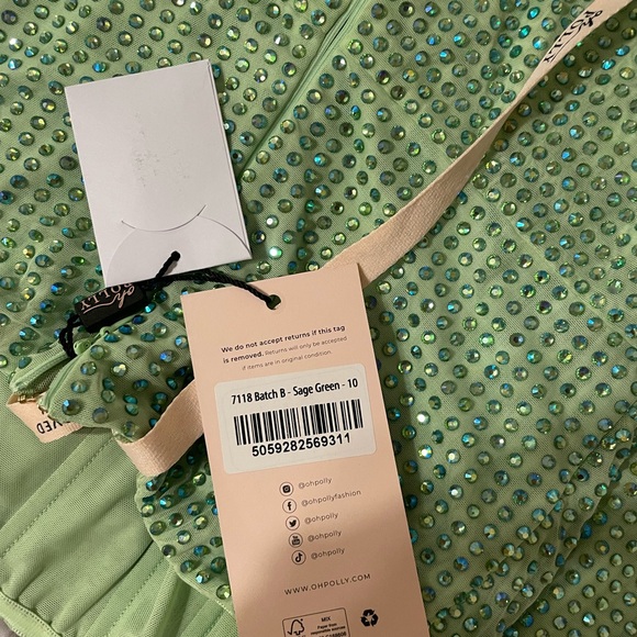 Oh Polly Daleyza Green Embellished Dress - Picture 7 of 7